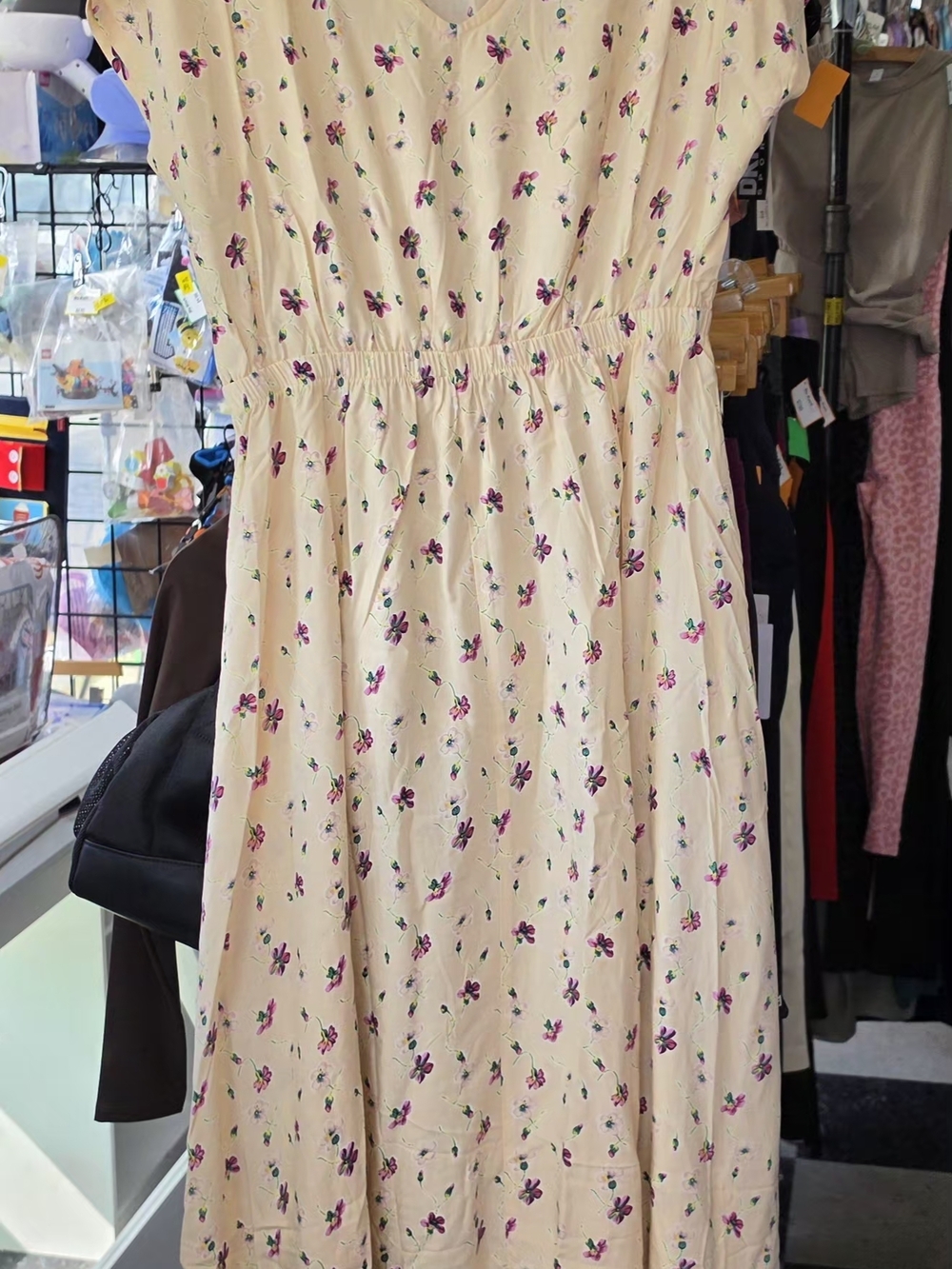 Lascana Women’s Cream Floral V-Neck Day Dress Sz 10 New